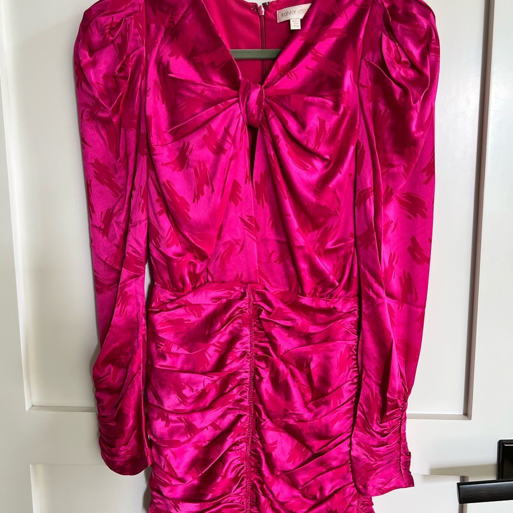 Ronny Kobo Vibrant Pink Ruched Dress